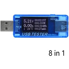 USB Akım Gerilim Dedektörü Voltmetre Ampermetre Test Cihazı 8 1 Mavi