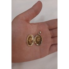 Fiyonk Kuyumculuk 14 Ayar Altın Kapaklı Resim Yapılabilen Oval Kolye Ucu