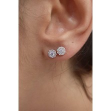 Fiyonk Kuyumculuk 14 Ayar Altın Yuvarlak Swarovski Taşlı Küpe