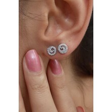 Fiyonk Kuyumculuk 14 Ayar Altın Swarovski Taşlı Lava Küpe