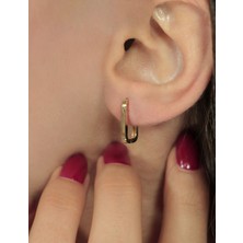 Fiyonk Kuyumculuk 14 Ayar Altın  Dikdörtgen Küpe Küçük Boy