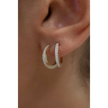 Fiyonk Kuyumculuk 14 Ayar Altın Taşlı Halka Küpe Orta Boy