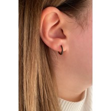 Fiyonk Kuyumculuk 14 Ayar Altın Siyah Taşlı Halka Küpe