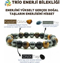 Kamus Trio Enerji Oniks Hematit Kaplangözü Doğal Taş Bileklik