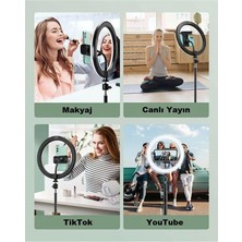 Asfal 10 Inç Işık + Bluetooth Kumanda + Telefon Tutacağı + 2.1 Metre Tripod Işık