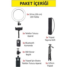 Asfal Bluetooth Kumandalı 10 Inç Işık - 125 cm Tripod + Telefon Tutucu