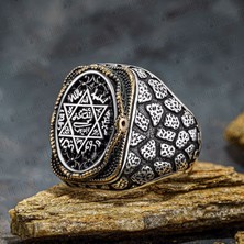 Takılingo 925 Ayar Gümüş Süleyman Mührü Davud Yıldızı Taşsız Erkek Yüzük