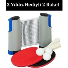 Povit 150 cm Masa Tenisi File Seti Portatif 2 Adet Raket + 3 Adet Pinpon Topu Hediyeli