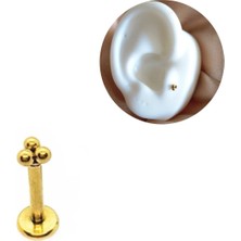 Bylin Cerrahi Çelik Gold Üç Top Piercing- Bar Uzunluğu 8 Mm- 1 Adet