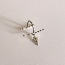 Bylin Gümüş Rengi Delik Gerektirmeyen Keoks Çelik Halka Dudak Piercing (Sıkıştırma) - 1 Adet