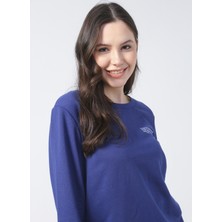 Aeropostale K-Artemis-Y Bisiklet Yaka Standart Kalıp Baskılı İndigo Kadın Sweatshirt