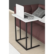 Bofigo Metal Ayaklı Laptop Sehpası Kahvaltı Masası Çalışma Sehpası Beyaz