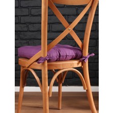 Altınpamuk Gold Mor Renk Sandalye Minderi Düğme Dikişi Detaylı 40X40Cm Bağcıklı