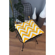 Beta Sarı Zikzak Pofidik Sandalye Minderi Bağcıklı 40x40cm