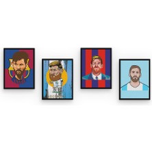 Astak Lionel Messi 4 Parça Mdf Tablo