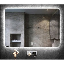 Global Led Mirror 75X105 cm Dokunmatik Tuşlu Ledli Ayna Banyo Aynası Dekoratif Ayna Boy Ayna Salon Duvar Ayna