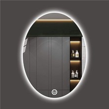 Global Led Mirror 80X100 cm Dokunmatik Tuşlu Elips Ledli Ayna Banyo Aynası Dekoratif Ayna Boy Ayna Salon Duvar Ayna