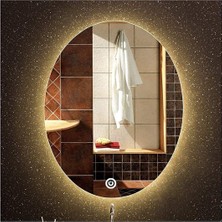 Global Led Mirror 73X93 cm Dokunmatik Tuşlu Elips Ledli Ayna Banyo Aynası Dekoratif Ayna Boy Ayna Salon Duvar Ayna