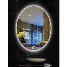 Global Led Mirror 65X85 cm Dokunmatik Tuşlu Elips Ledli Ayna Banyo Aynası Dekoratif Ayna Boy Ayna Salon Duvar Ayna