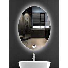Global Led Mirror 50X70 cm Dokunmatik Tuşlu Elips Ledli Ayna Banyo Aynası Dekoratif Ayna Boy Ayna Salon Duvar Ayna