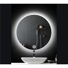 Global Led Mirror 90 cm Dokunmatik Tuşlu Yuvarlak Ledli Ayna Banyo Aynası Dekoratif Ayna Boy Ayna Salon Duvar Ayna