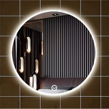 Global Led Mirror 45 cm Dokunmatik Tuşlu Yuvarlak Ledli Ayna Banyo Aynası Dekoratif Ayna Boy Ayna Salon Duvar Ayna