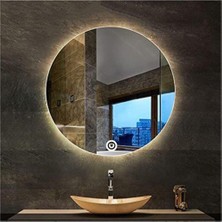 Global Led Mirror 45 cm Dokunmatik Tuşlu Yuvarlak Ledli Ayna Banyo Aynası Dekoratif Ayna Boy Ayna Salon Duvar Ayna