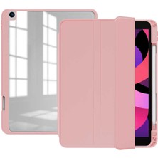 Coverzone Apple iPad 10.2 Uyumlu 8.nesil Smart Cover Kılıf Nort Arkası Şeffaf Standlı Pembe