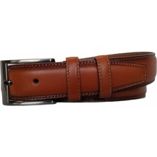 Kar-Pa %100 Hakiki Deri Taba  Dikişli Klasik Pantolon Kemeri, 3.5 cm
