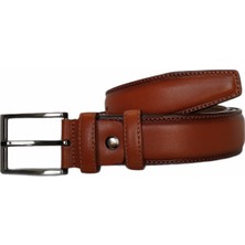 Kar-Pa %100 Hakiki Deri Taba  Dikişli Klasik Pantolon Kemeri, 3.5 cm