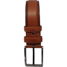 Kar-Pa %100 Hakiki Deri Taba  Dikişli Klasik Pantolon Kemeri, 3.5 cm