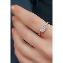 Ose Shop Zirkon Taş Detaylı 925AYAR Gümüş Rose Şarnel Yüzük