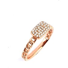 Ose Shop Zirkon Taş Detaylı 925AYAR Gümüş Rose Şarnel Yüzük