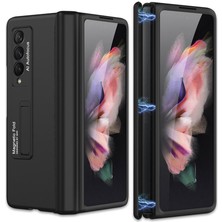 AktarMobile Samsung Galaxy Z Fold 3 Kılıf Magnetik Menteşe Korumalı Kick Standlı Premium Kapak Oleofobik Kaplama