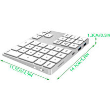 Shuai Yan Kablosuz Numaralı Klavye 34 Tuşlu Sayısal Tuş Takımı+Usb Tip-C Hub Bluetooth Sayısal Tuş Takımı,şarj Edilebilir Kablosuz Pad (Yurt Dışından)