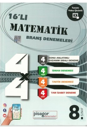 Zeka Küpü Yayınları Pisagor 16'li Matematik Branş Denemeleri