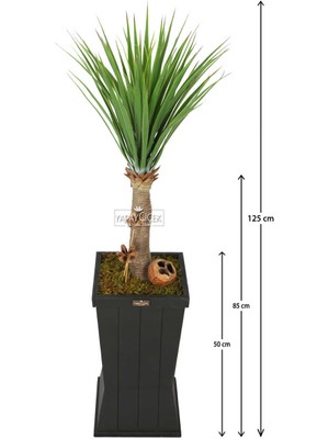 Yapay Çiçek Deposu Ahşap Saksıda Yapay Trpoikal Yucca Ağacı 125 Cm
