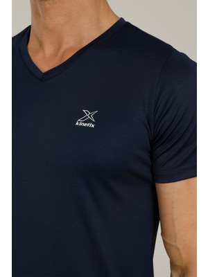 Kinetix SN222 Basic Pes V Neck T- Lacivert Erkek T-Shirt