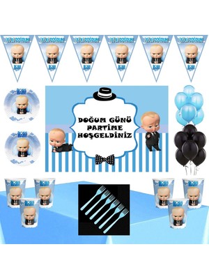 Parti Furyası Patron Bebek  Tema  24 Kişilik 50 x 70  cm Afişli  Set