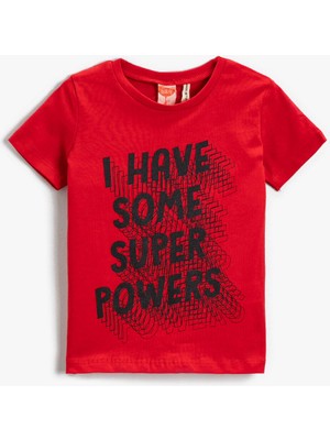 Koton Erkek Bebek Slogan Baskılı Kısa Kollu Tişört Pamuklu