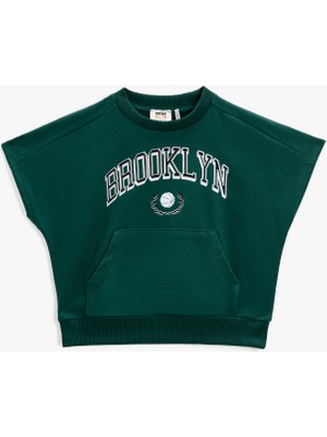 Koton Erkek Çocuk Baskılı Kanguru Cepli Kısa Kollu Sweatshirt