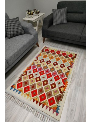 Kilim Home Cotton Serisi Dekoratif Dokuma Taban Saçaklı Kilim