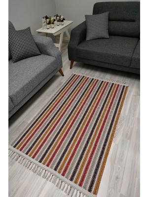 Kilim Home Cotton Serisi Dekoratif Dokuma Taban Saçaklı Kilim