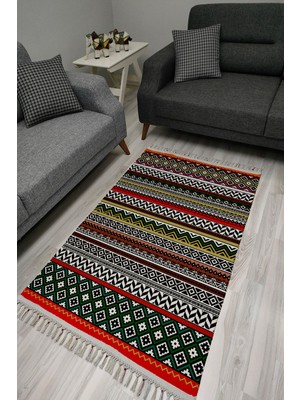 Kilim Home Cotton Serisi Dekoratif Dokuma Taban Saçaklı Kilim