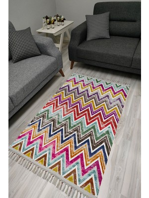 Kilim Home Cotton Serisi Dekoratif Dokuma Taban Saçaklı Kilim
