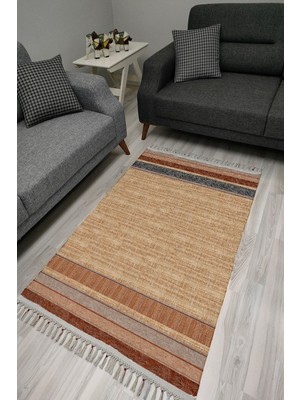 Kilim Home Cotton Serisi Dekoratif Dokuma Taban Saçaklı Kilim