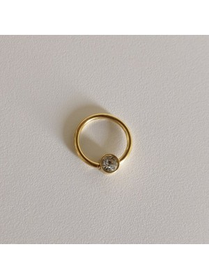 Bylin Cerrahi Çelik Tek Taşlı Halka Piercing Gökkuşağı