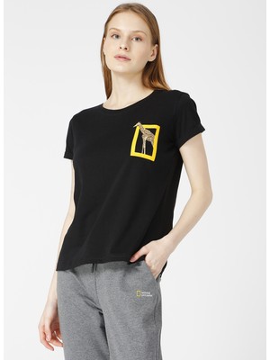 National Geographic Kadın Bisiklet YakaSiyah T-Shirt