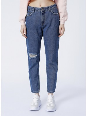 Aeropostale K-Ss20W14 Yüksek Bel Comfort Fit Açık İndigo Kadın Denim Pantolon