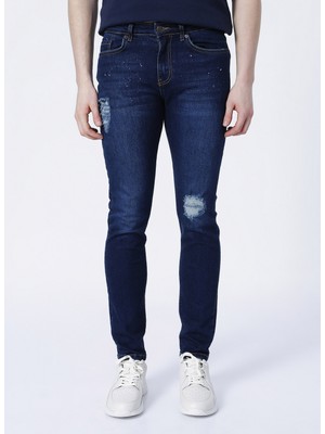 Aeropostale E-Ethan Normal Bel Slim Fit Düz İndigo Erkek Denim Pantolon